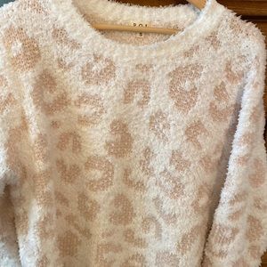 POL white sweater with very light pink/peach prints size S. Gently used